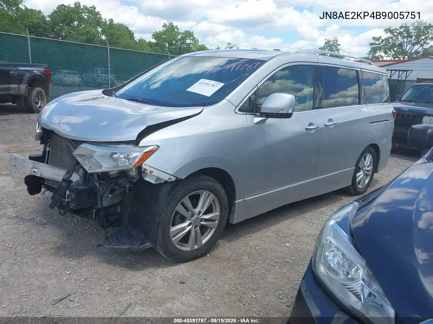 2011 Nissan Quest Le VIN: JN8AE2KP4B9005751 Lot: 45391787
