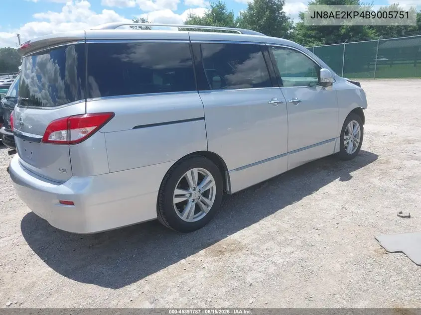 2011 Nissan Quest Le VIN: JN8AE2KP4B9005751 Lot: 45391787