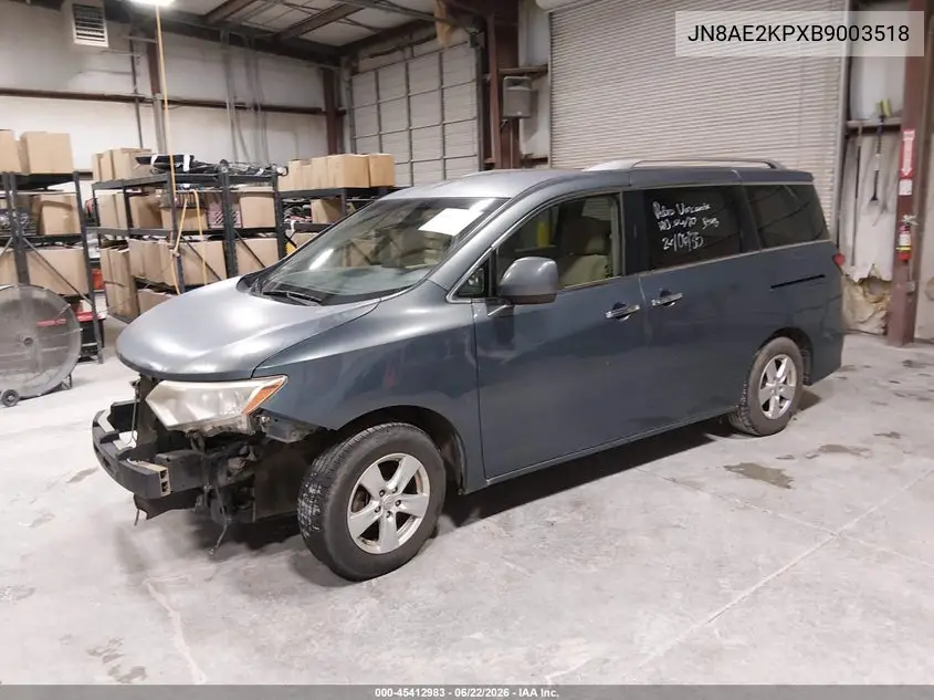 2011 Nissan Quest Sv VIN: JN8AE2KPXB9003518 Lot: 45412983