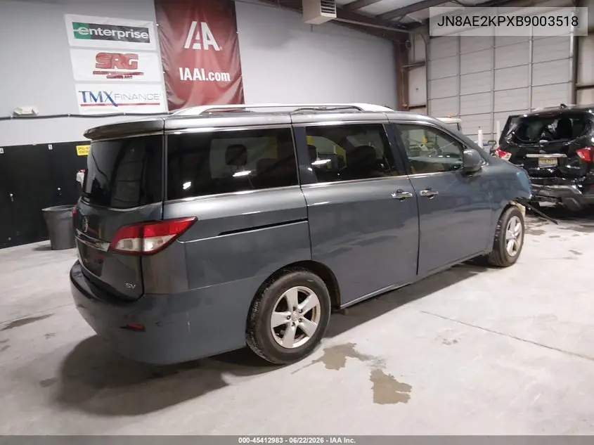 2011 Nissan Quest Sv VIN: JN8AE2KPXB9003518 Lot: 45412983