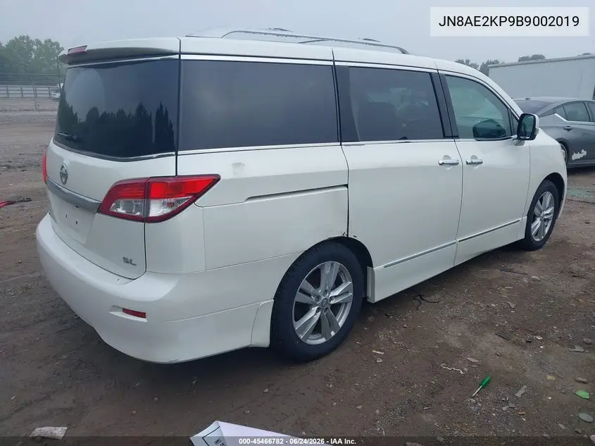 2011 Nissan Quest Sl VIN: JN8AE2KP9B9002019 Lot: 45466782