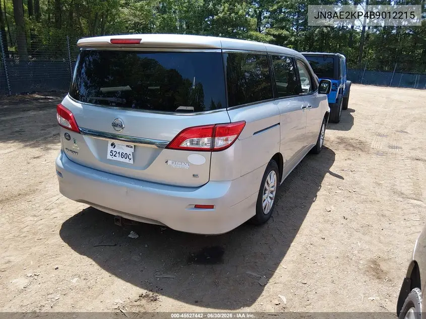 2011 Nissan Quest S VIN: JN8AE2KP4B9012215 Lot: 45527442