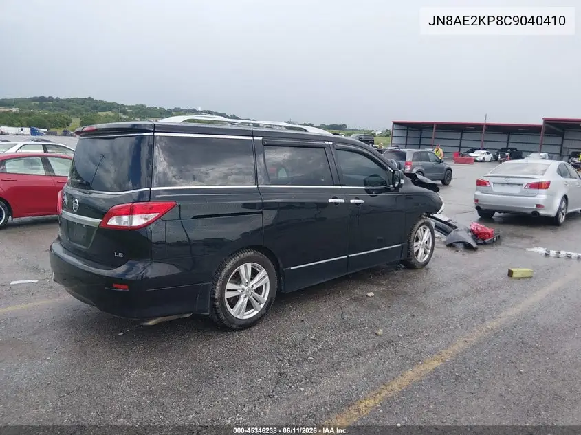 2012 Nissan Quest Le VIN: JN8AE2KP8C9040410 Lot: 45346238
