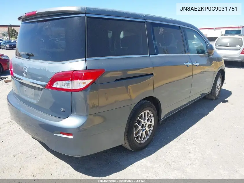 2012 Nissan Quest S VIN: JN8AE2KP0C9031751 Lot: 45522880