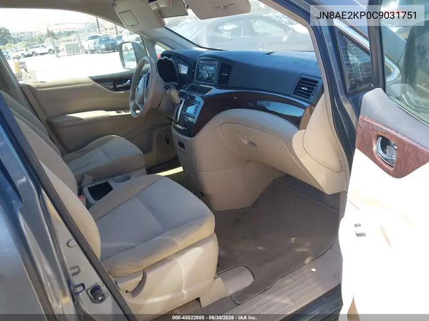 2012 Nissan Quest S VIN: JN8AE2KP0C9031751 Lot: 45522880