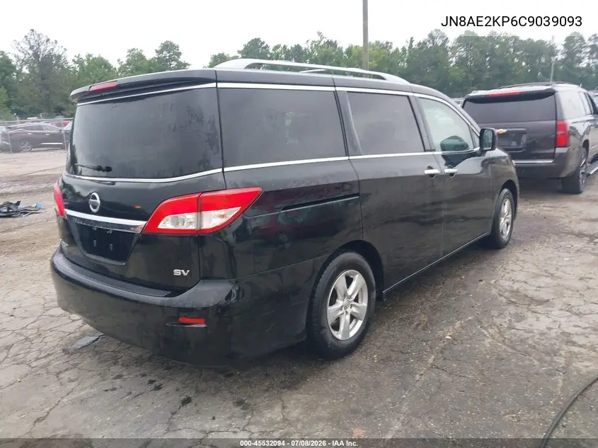 2012 Nissan Quest Sv VIN: JN8AE2KP6C9039093 Lot: 45532094