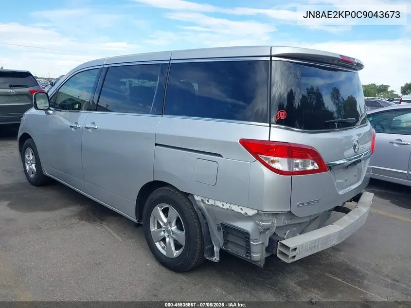 2012 Nissan Quest Sv VIN: JN8AE2KP0C9043673 Lot: 45535867
