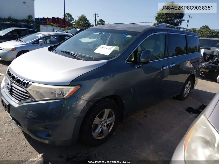 2012 Nissan Quest Sv VIN: JN8AE2KP8C9038351 Lot: 45593329