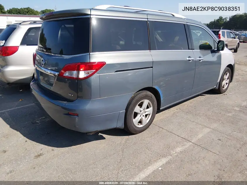 2012 Nissan Quest Sv VIN: JN8AE2KP8C9038351 Lot: 45593329