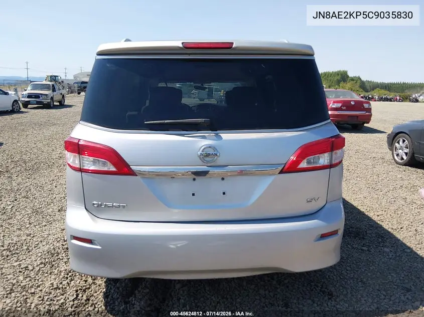 2012 Nissan Quest Sv VIN: JN8AE2KP5C9035830 Lot: 45624812