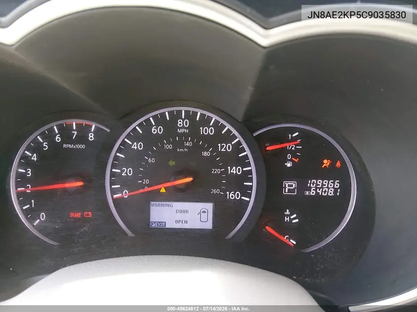 2012 Nissan Quest Sv VIN: JN8AE2KP5C9035830 Lot: 45624812