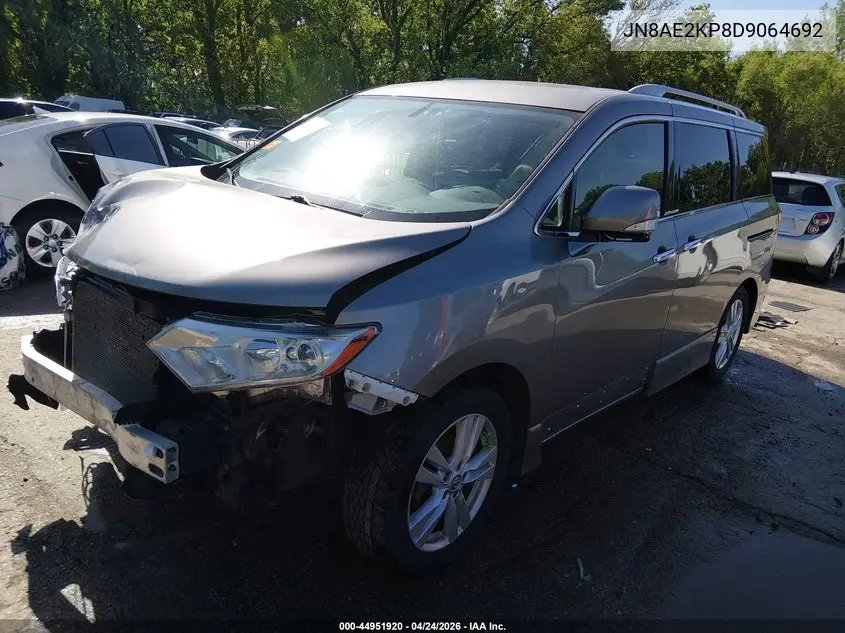 2013 Nissan Quest Sl VIN: JN8AE2KP8D9064692 Lot: 44951920