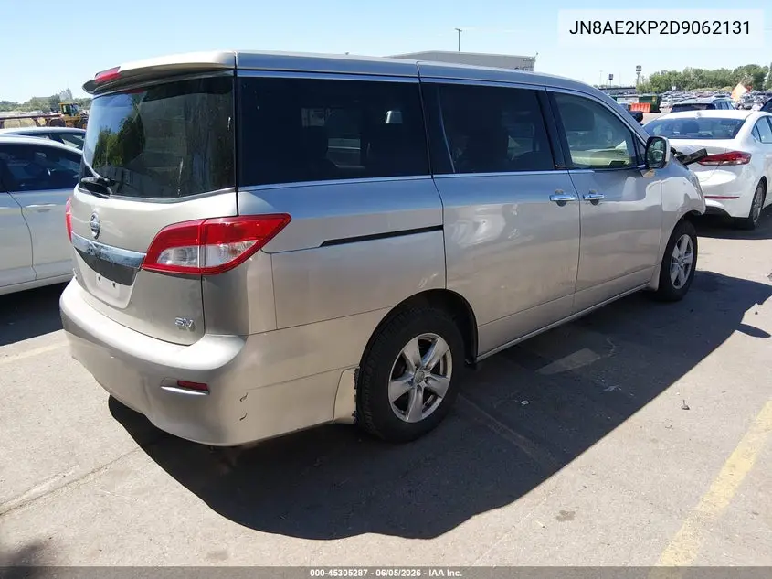 2013 Nissan Quest Sv VIN: JN8AE2KP2D9062131 Lot: 45305287