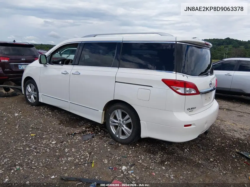 2013 Nissan Quest Sl VIN: JN8AE2KP8D9063378 Lot: 45306286
