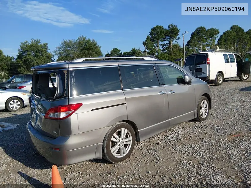 2013 Nissan Quest Sl VIN: JN8AE2KP5D9060194 Lot: 45438278