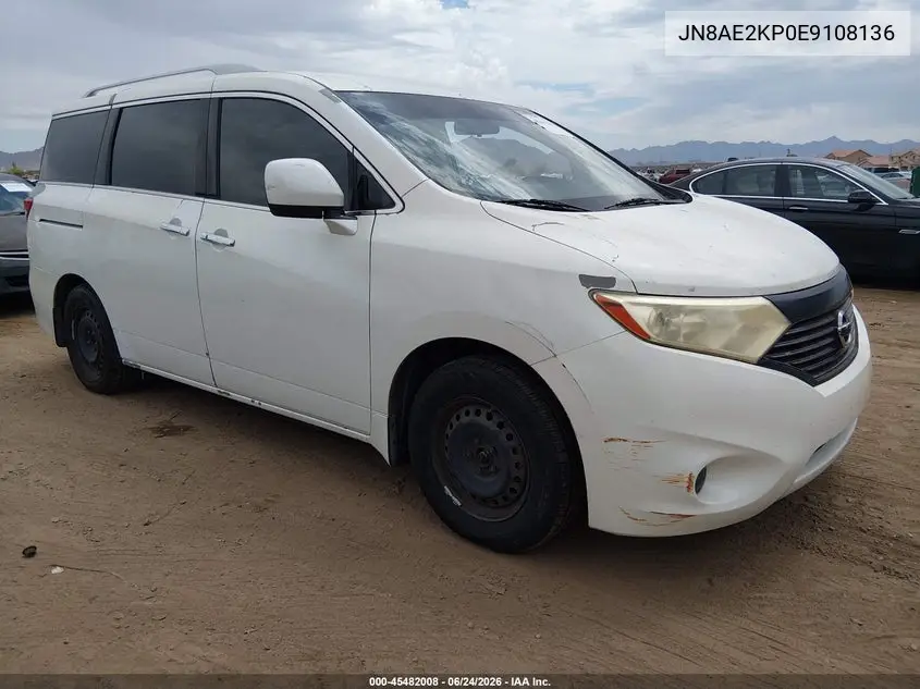2014 Nissan Quest S VIN: JN8AE2KP0E9108136 Lot: 45482008