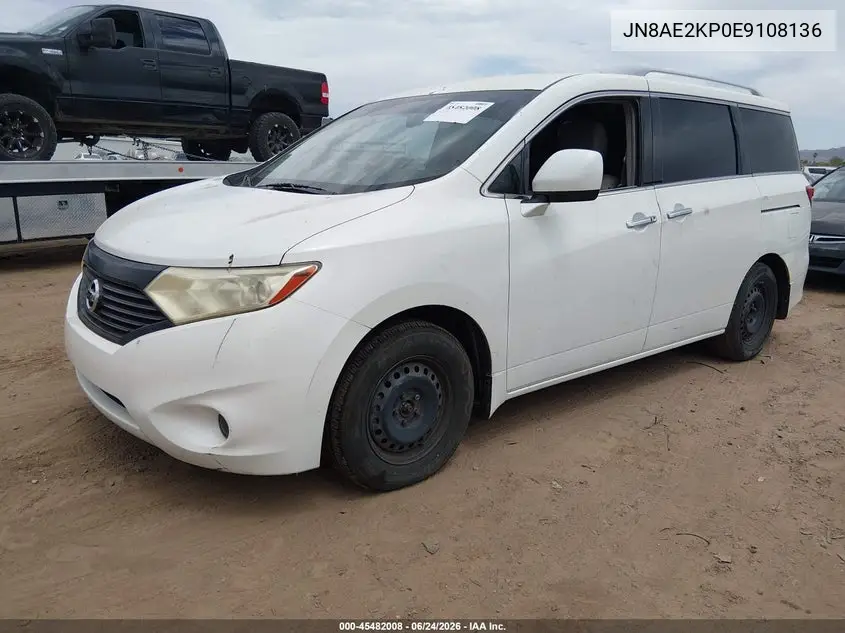 2014 Nissan Quest S VIN: JN8AE2KP0E9108136 Lot: 45482008