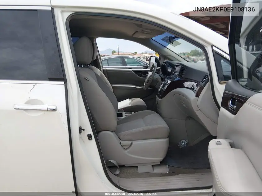 2014 Nissan Quest S VIN: JN8AE2KP0E9108136 Lot: 45482008