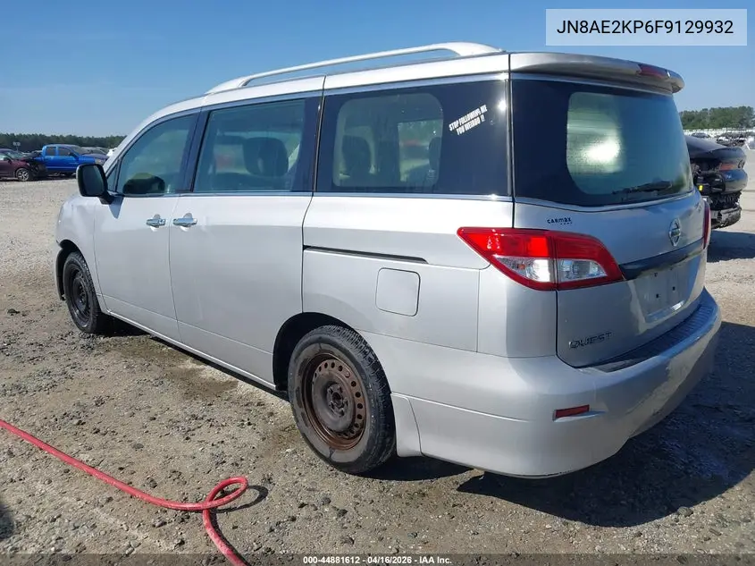 2015 Nissan Quest Platinum/S/Sl/Sv VIN: JN8AE2KP6F9129932 Lot: 44881612