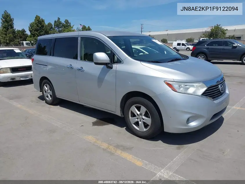2015 Nissan Quest Platinum/S/Sl/Sv VIN: JN8AE2KP1F9122094 Lot: 45083742