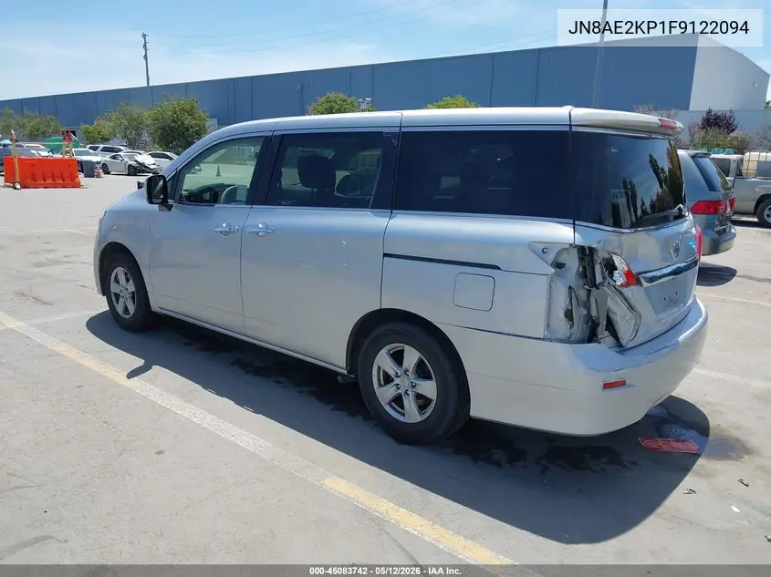 2015 Nissan Quest Platinum/S/Sl/Sv VIN: JN8AE2KP1F9122094 Lot: 45083742