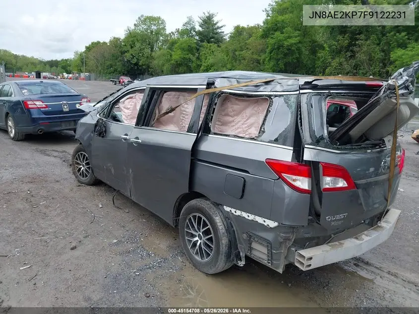 2015 Nissan Quest S VIN: JN8AE2KP7F9122231 Lot: 45154708