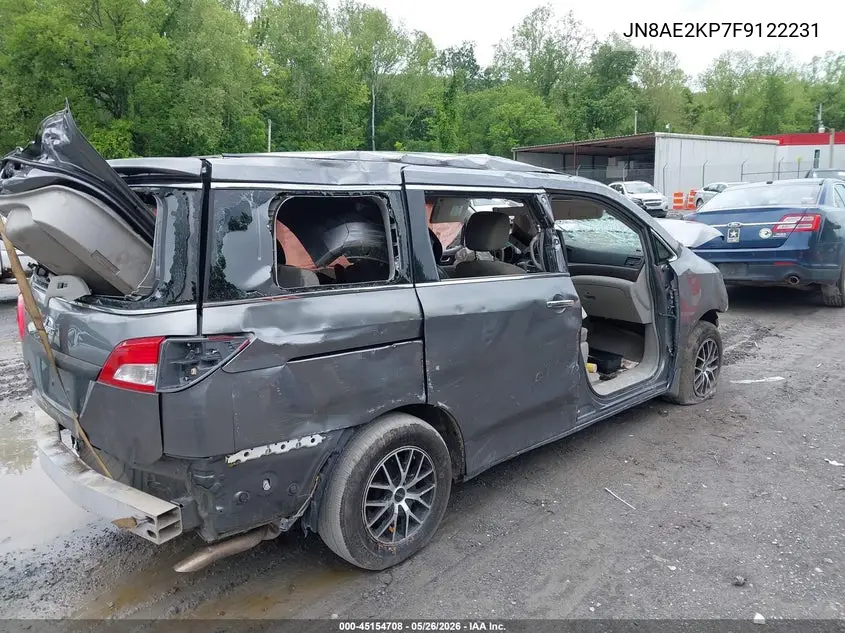 2015 Nissan Quest S VIN: JN8AE2KP7F9122231 Lot: 45154708