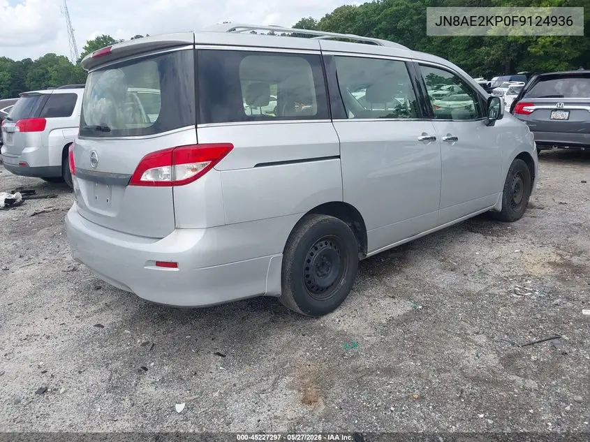 2015 Nissan Quest S VIN: JN8AE2KP0F9124936 Lot: 45227297