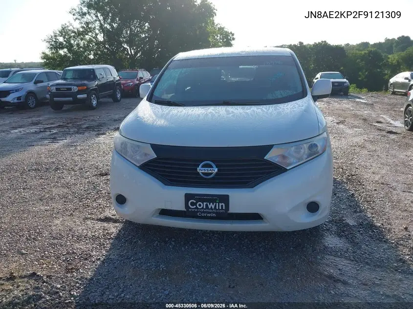 2015 Nissan Quest S VIN: JN8AE2KP2F9121309 Lot: 45330506
