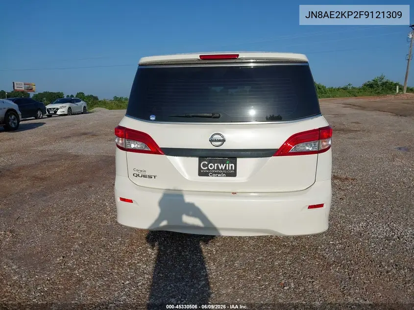 2015 Nissan Quest S VIN: JN8AE2KP2F9121309 Lot: 45330506