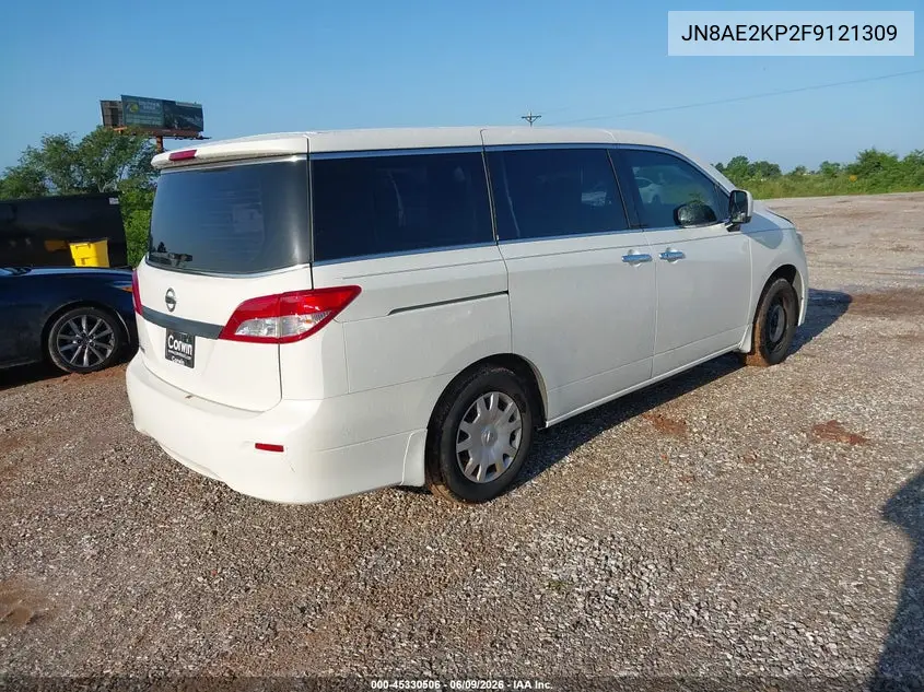 2015 Nissan Quest S VIN: JN8AE2KP2F9121309 Lot: 45330506
