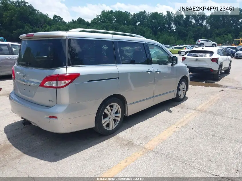 2015 Nissan Quest Sl VIN: JN8AE2KP4F9123451 Lot: 45338869
