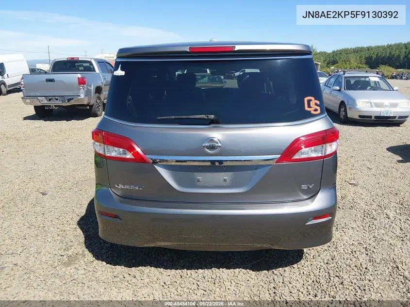 2015 Nissan Quest Platinum/S/Sl/Sv VIN: JN8AE2KP5F9130392 Lot: 45454106