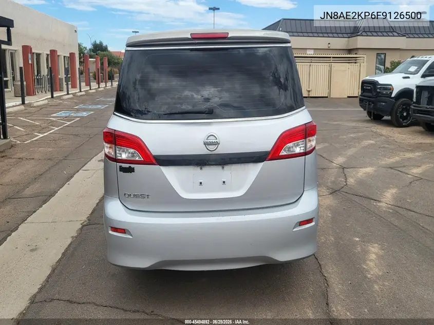 2015 Nissan Quest S VIN: JN8AE2KP6F9126500 Lot: 45494892