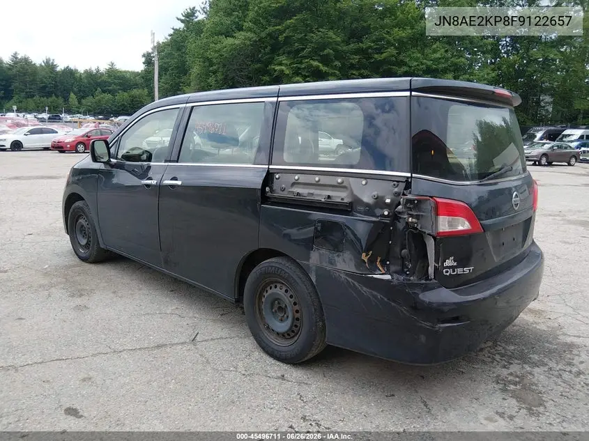 2015 Nissan Quest S VIN: JN8AE2KP8F9122657 Lot: 45496711