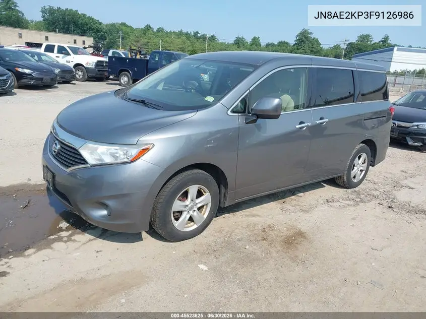2015 Nissan Quest Platinum/S/Sl/Sv VIN: JN8AE2KP3F9126986 Lot: 45523625