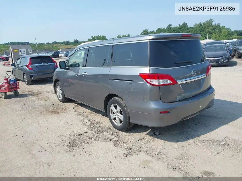 2015 Nissan Quest Platinum/S/Sl/Sv VIN: JN8AE2KP3F9126986 Lot: 45523625
