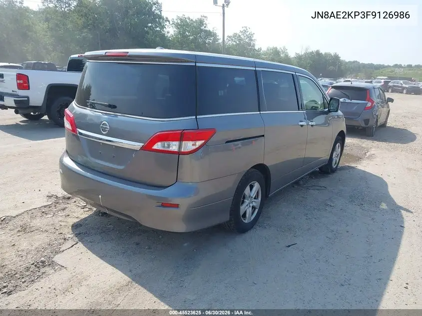 2015 Nissan Quest Platinum/S/Sl/Sv VIN: JN8AE2KP3F9126986 Lot: 45523625