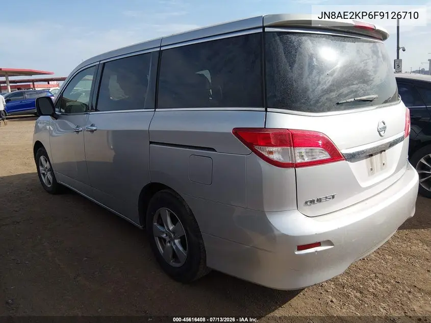 2015 Nissan Quest Platinum/S/Sl/Sv VIN: JN8AE2KP6F9126710 Lot: 45616408