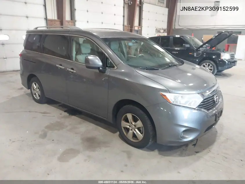 2016 Nissan Quest Platinum/S/Sl/Sv VIN: JN8AE2KP3G9152599 Lot: 45031124