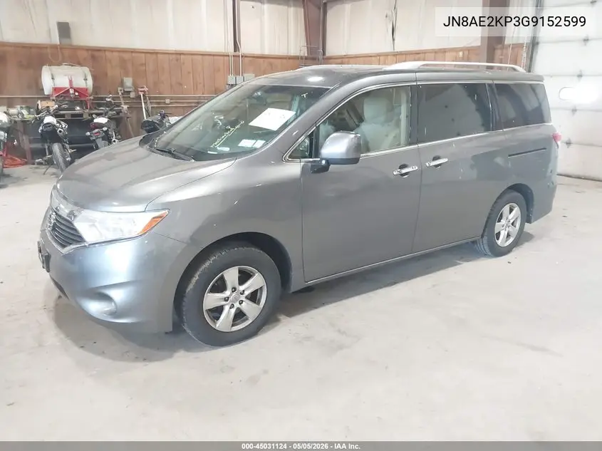 2016 Nissan Quest Platinum/S/Sl/Sv VIN: JN8AE2KP3G9152599 Lot: 45031124
