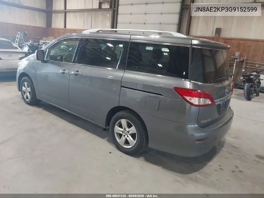 2016 Nissan Quest Platinum/S/Sl/Sv VIN: JN8AE2KP3G9152599 Lot: 45031124
