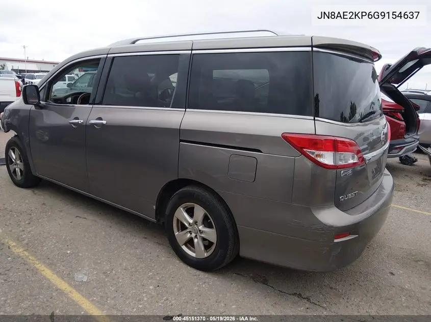 2016 Nissan Quest Platinum/S/Sl/Sv VIN: JN8AE2KP6G9154637 Lot: 45151370