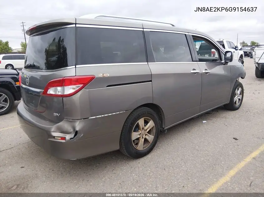 2016 Nissan Quest Platinum/S/Sl/Sv VIN: JN8AE2KP6G9154637 Lot: 45151370