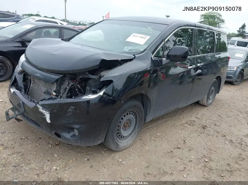 2016 Nissan Quest Platinum/S/Sl/Sv VIN: JN8AE2KP9G9150078 Lot: 45277892