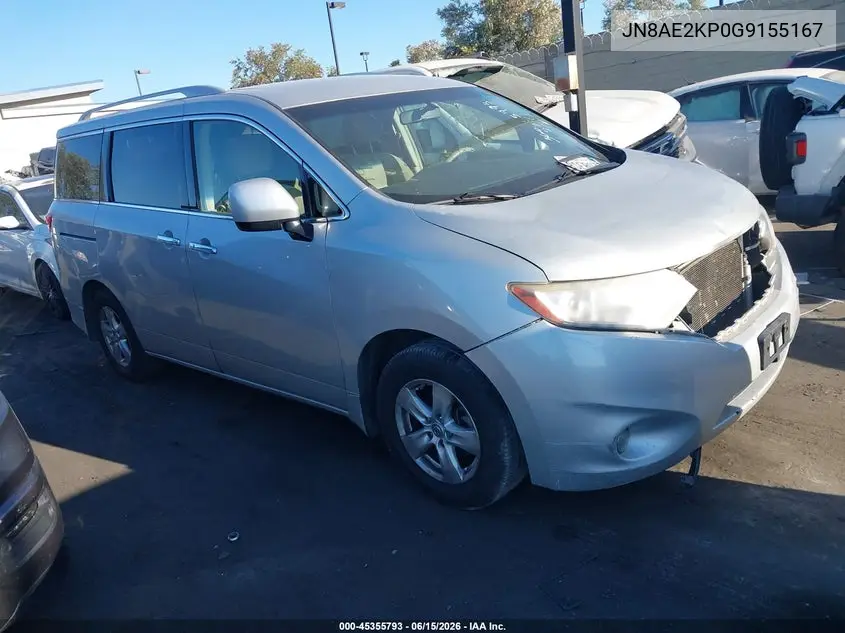 2016 Nissan Quest Platinum/S/Sl/Sv VIN: JN8AE2KP0G9155167 Lot: 45355793