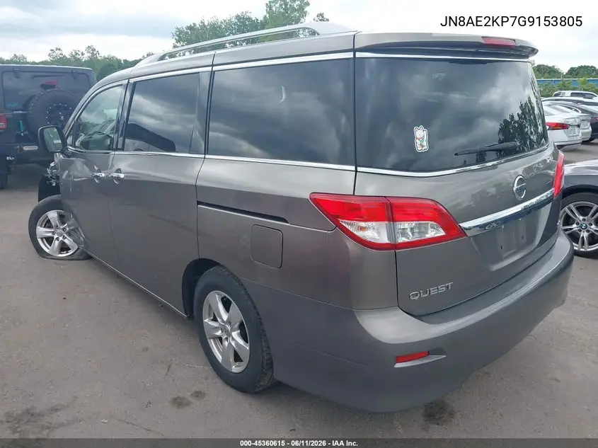 2016 Nissan Quest Platinum/S/Sl/Sv VIN: JN8AE2KP7G9153805 Lot: 45360615