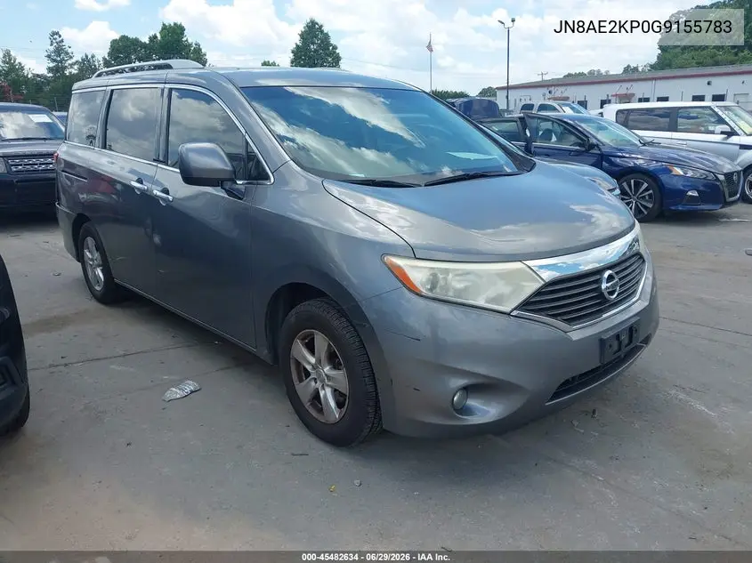 2016 Nissan Quest Platinum/S/Sl/Sv VIN: JN8AE2KP0G9155783 Lot: 45482634