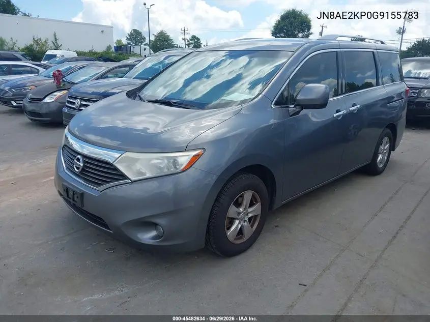 2016 Nissan Quest Platinum/S/Sl/Sv VIN: JN8AE2KP0G9155783 Lot: 45482634
