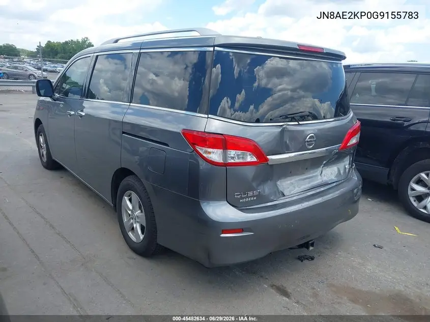 2016 Nissan Quest Platinum/S/Sl/Sv VIN: JN8AE2KP0G9155783 Lot: 45482634